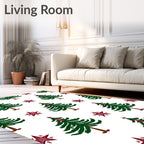 Green Trees Red Star Pattern Rug