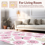 Pink Butterfly Daisy Pattern Rug