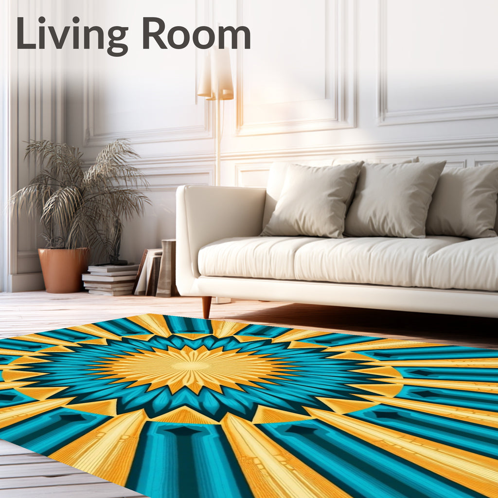 Radiant Sunburst Geometric Design Rug