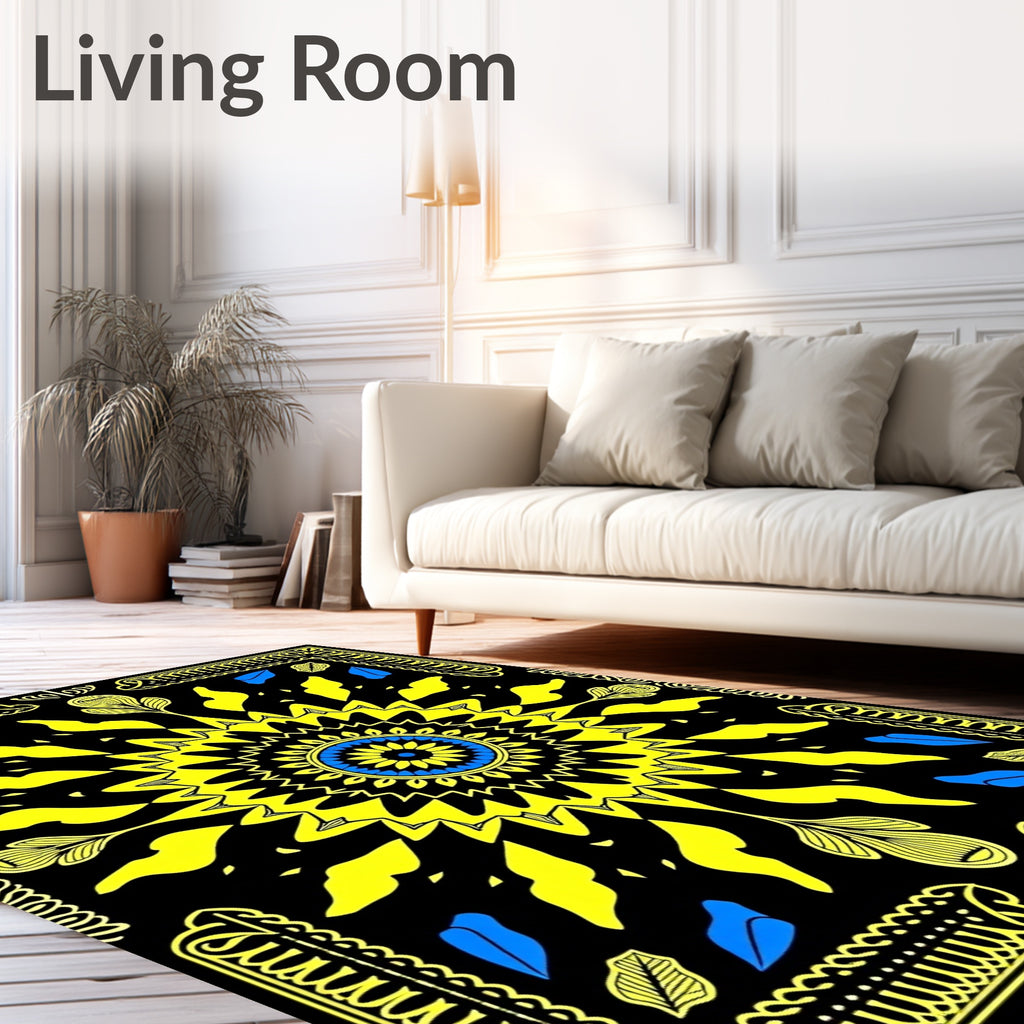 Radiant Sunburst Abstract Mandala Design Rug