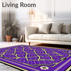 Intricate Purple Gold Lattice Design Rug