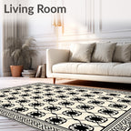 Stunning Black Cream Clover Pattern Rug