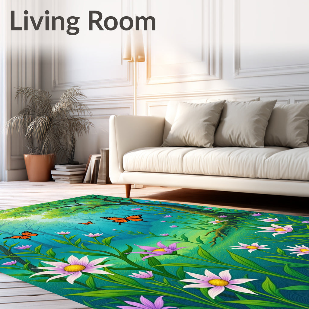 Enchanted Forest Butterfly Meadow Rug