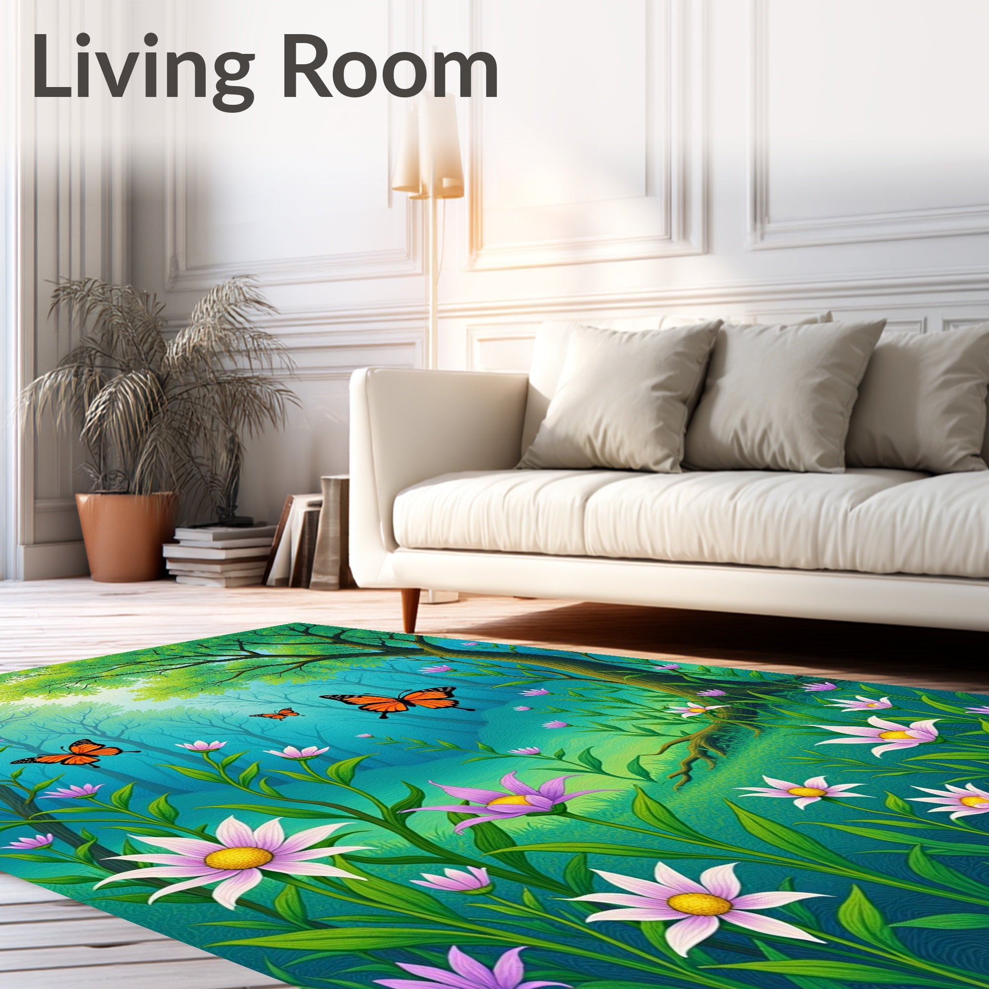Enchanted Forest Butterfly Meadow Rug