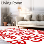 Red Candy Cane Curvy Lines Rug