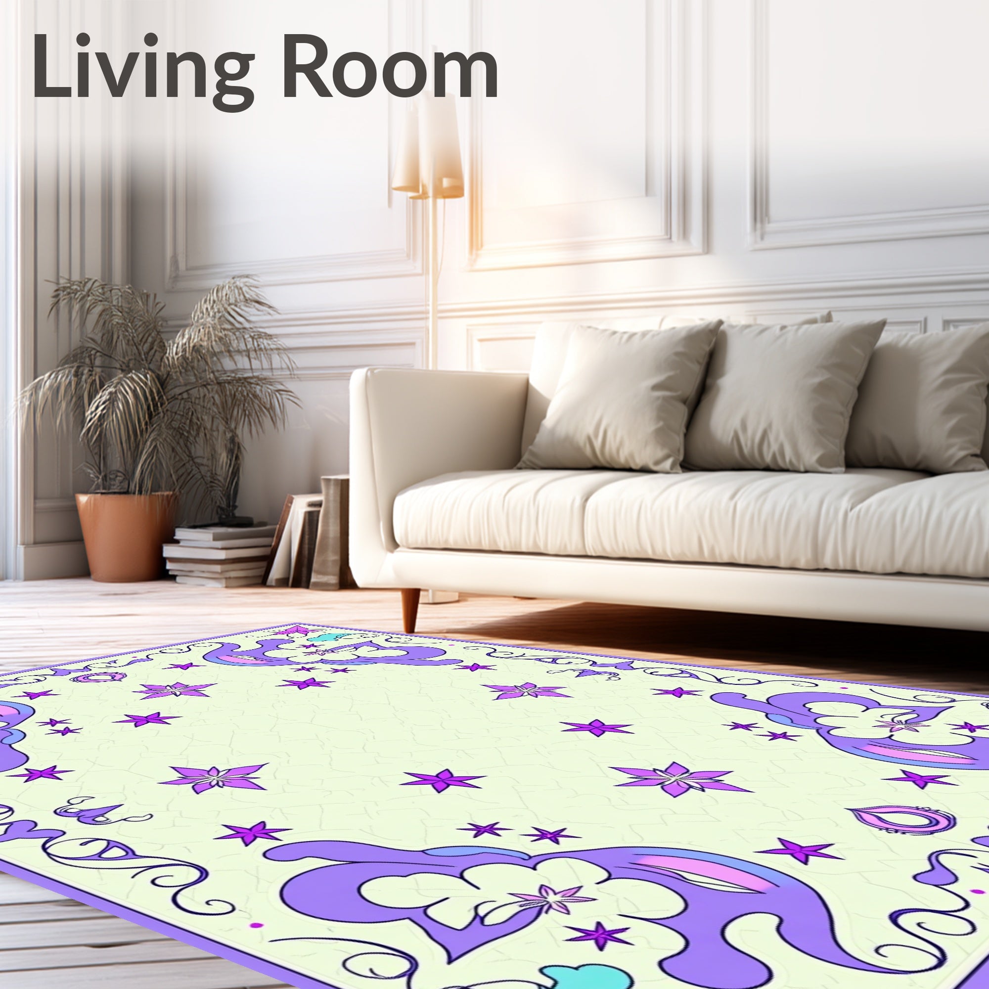 Whimsical Floral Star Patterned Rug
