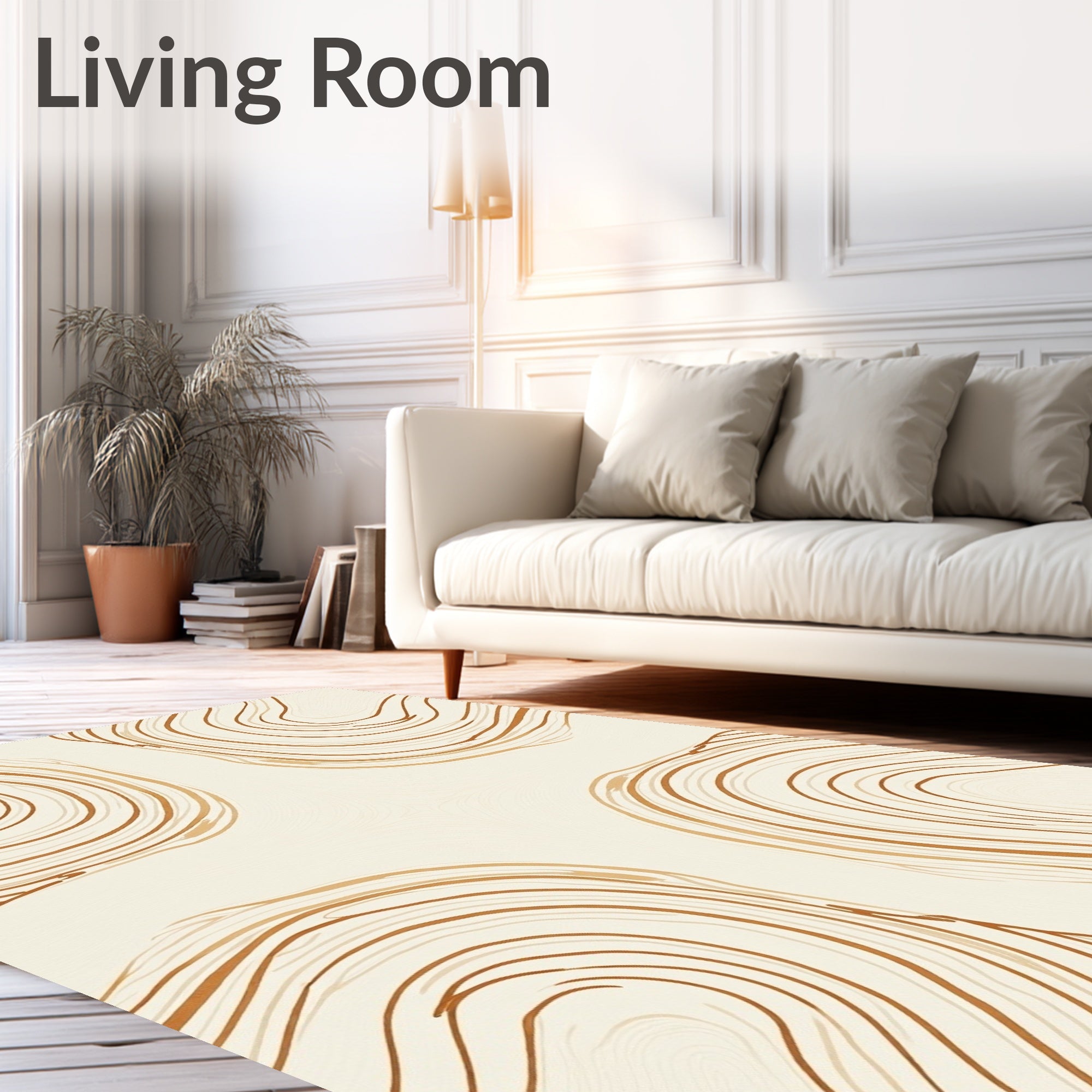 Golden Swirl Abstract Pattern Rug
