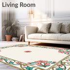 Floral Border Design with Center Accent Rug