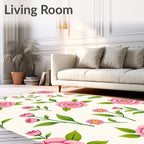 Pink Floral Garden Pattern Rug