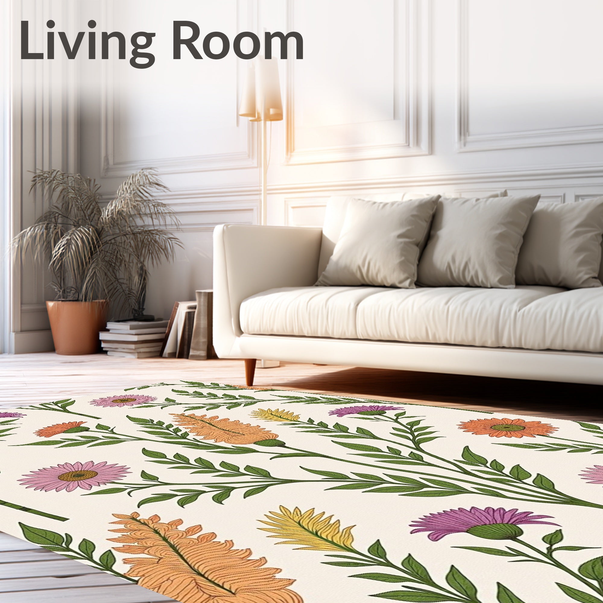 Whimsical Floral Garden Pattern Rug