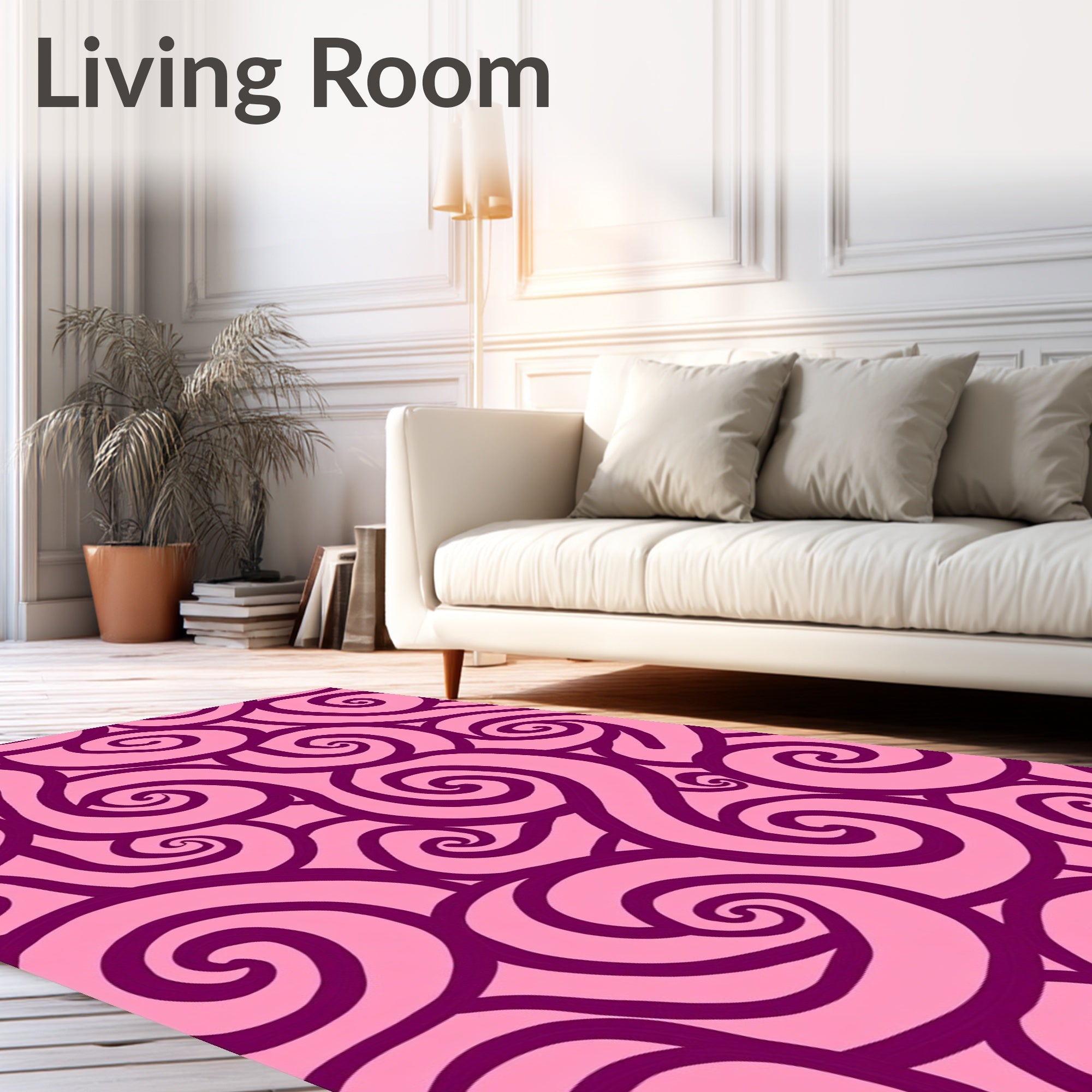 Pink Swirl Pattern Design Rug