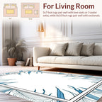 Abstract Blue Leafy Organic Pattern Rug