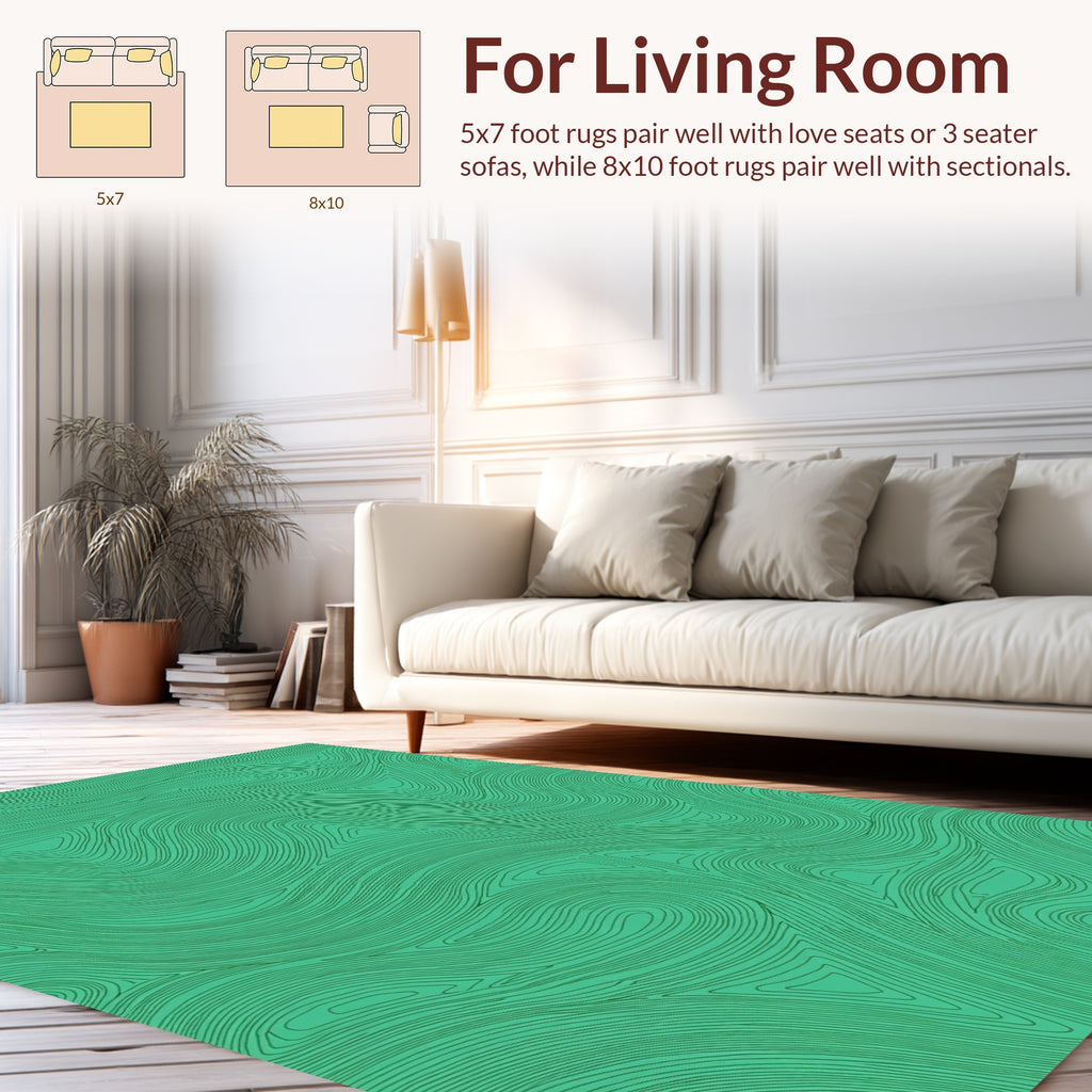 Abstract Contour Lines Green Design Rug