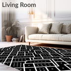 Black White Dot Grid Abstract Rug