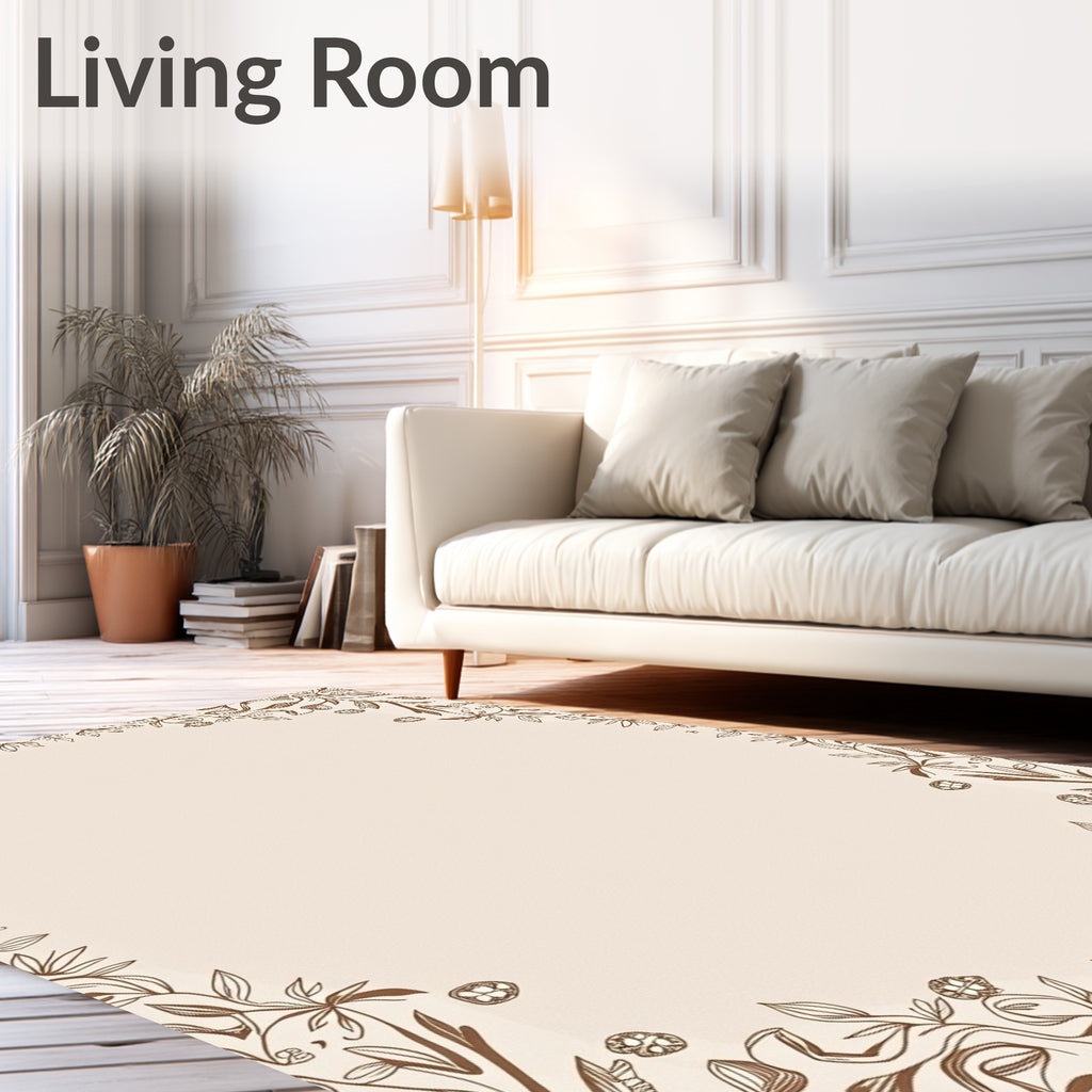 Delicate Vine And Leaf Patterned Rug