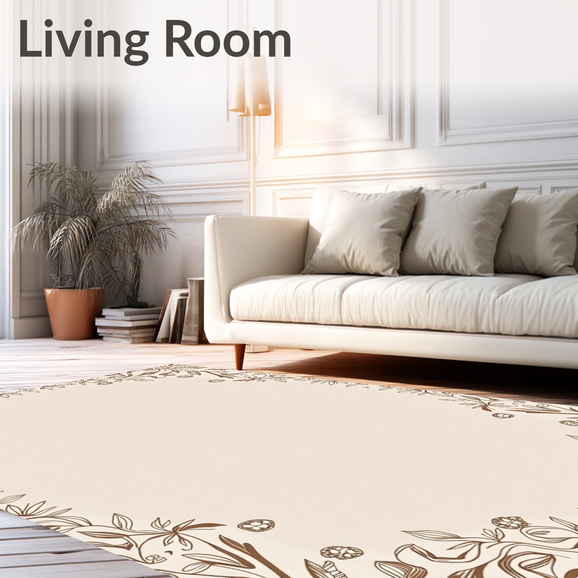 Delicate Vine And Leaf Patterned Rug
