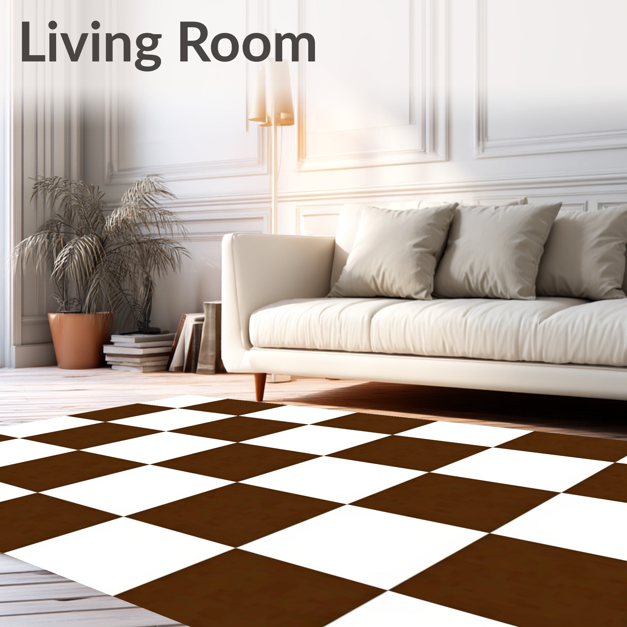 Classic Brown 2 White Checkered Design Rug