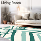 Abstract Geometric Teal Stripes Rug
