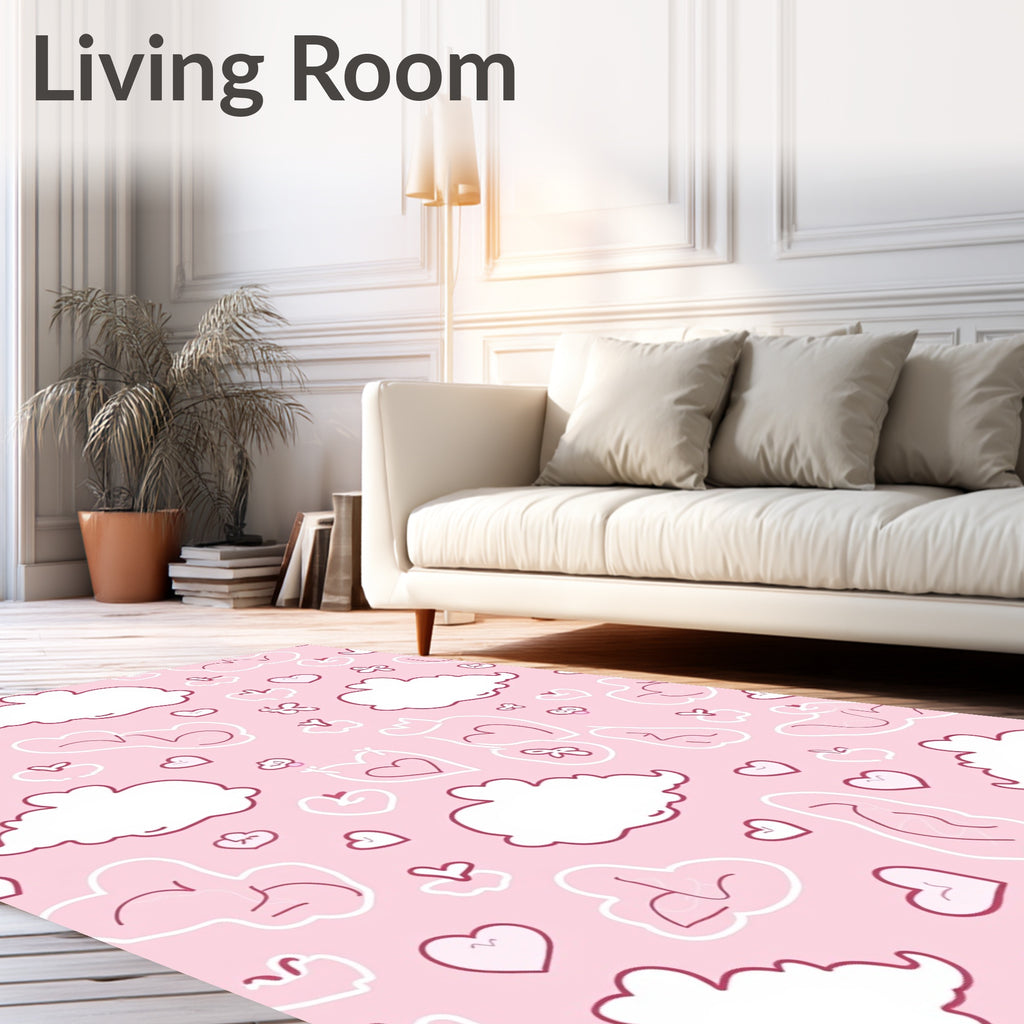 Pink Cloud Heart Whimsical Pattern Rug