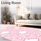 Pink Cloud Heart Whimsical Pattern Rug