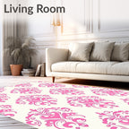 Elegant Pink Damask Pattern Rug
