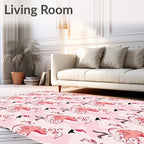 Whimsical Swirls Pink Abstract Design Rug