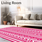 Bold Pink White Vertical Stripe Collage Rug