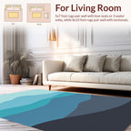 Modern Wavy Blue Landscape Design Rug