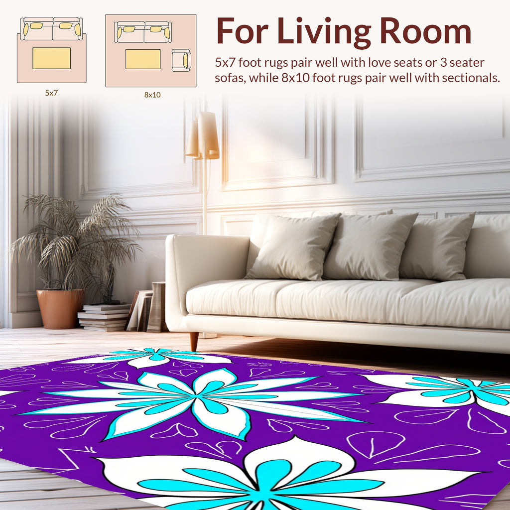Bold Floral Patterned Vibrant Rug