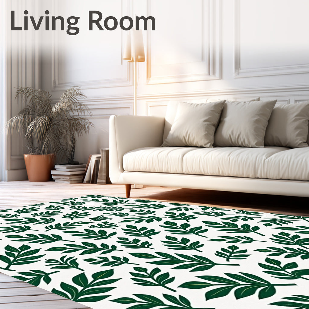Green Leafy Botanical Pattern Rug