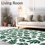Green Leafy Botanical Pattern Rug