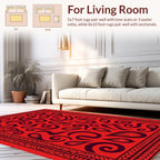 Crimson Swirl Leaf Patterned Rug