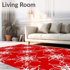 Red White Starburst Geometric Pattern Rug