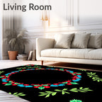 Red Cherry Green Leaf Wreath Rug