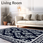 Classic White Damask Pattern Rug