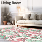 Pastel Floral Vine Scroll Pattern Rug