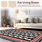 Bold Red Black Tribal Pattern Rug