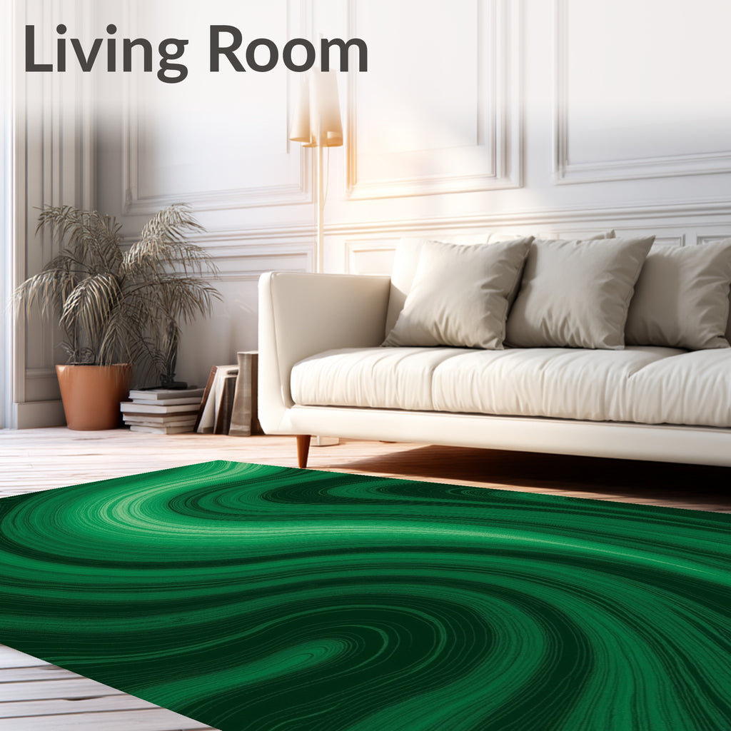Emerald Green Swirl Pattern Design Rug