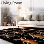 Gold Bronze Beetle Pattern Design Rug