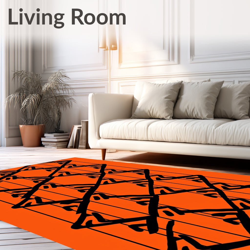 Bold Black Geometric Diamond Pattern Rug