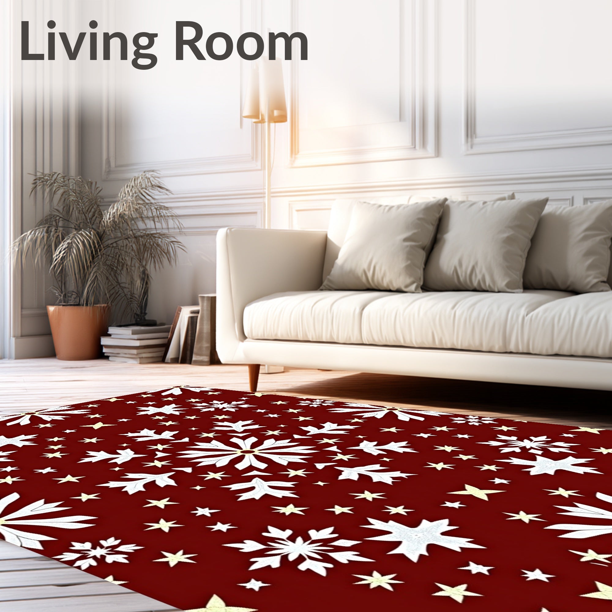 Winter Starburst Snowflake Pattern Rug