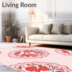 Red Floral Medallion Pattern Rug