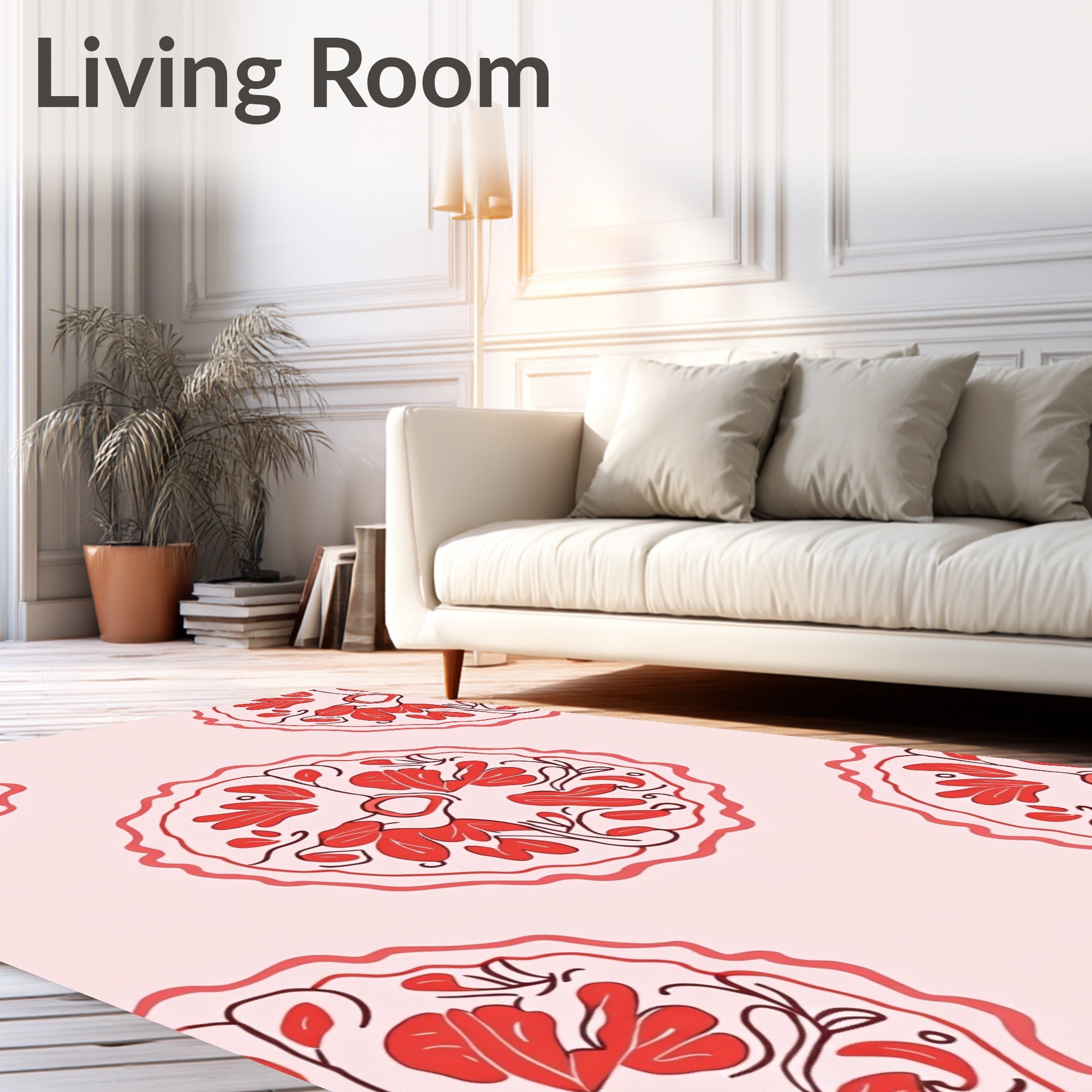 Red Floral Medallion Pattern Rug