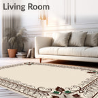 Ornate Floral Leaf Scroll Accents Rug