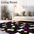 Whimsical White Figures Colorful Dot Design Rug
