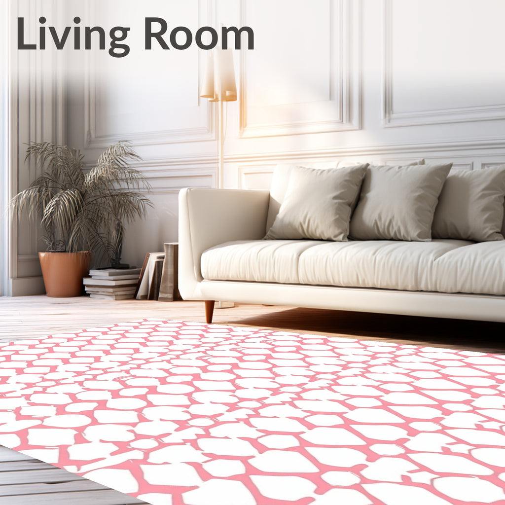 Gentle Pink Geometric Mesh Pattern Rug