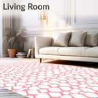 Gentle Pink Geometric Mesh Pattern Rug