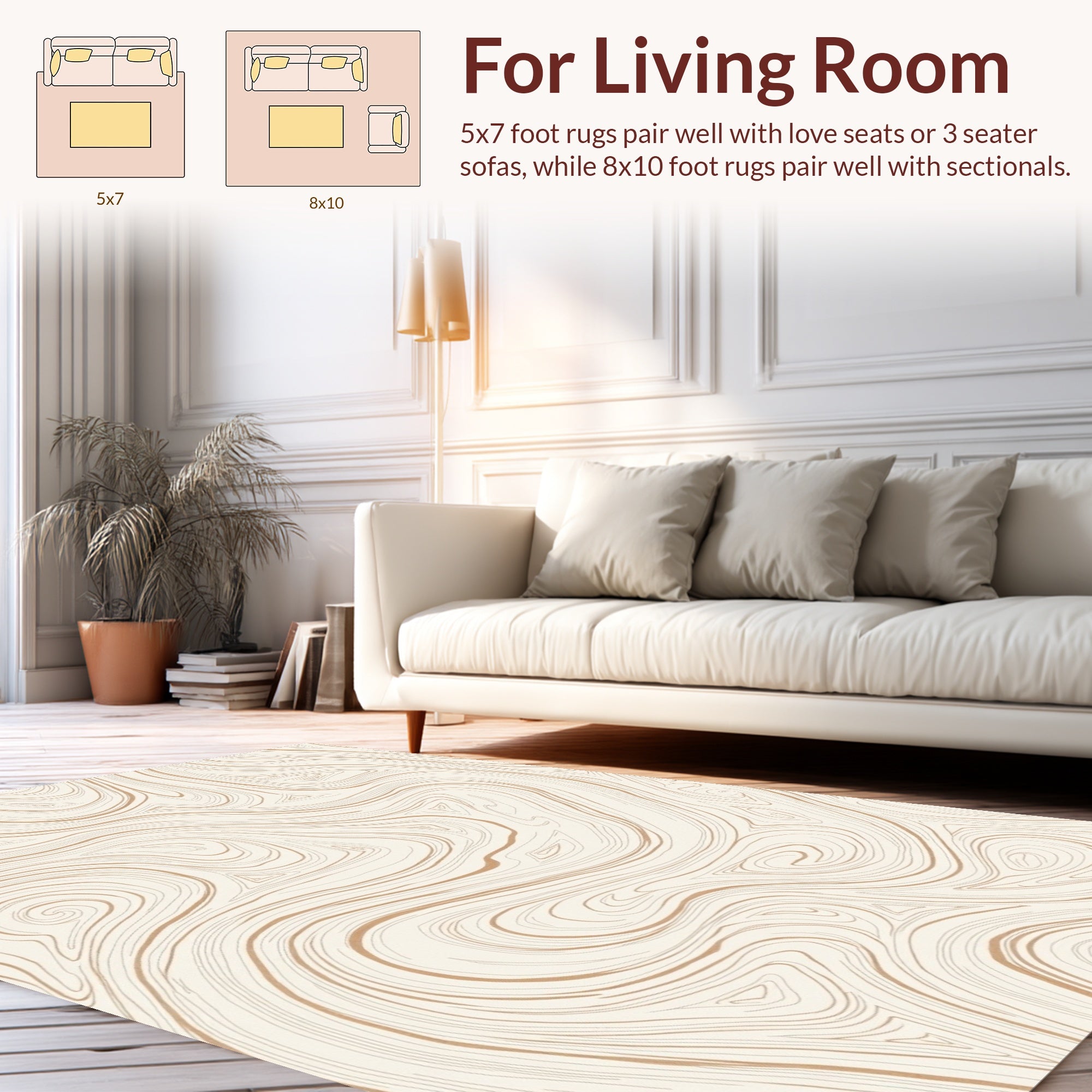 Wood Grain Swirls Pattern Design Rug