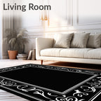 Classic White Flourish Border Design Rug