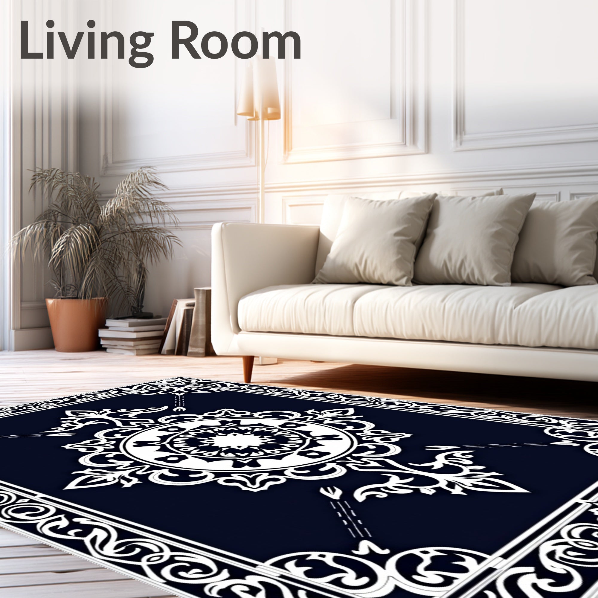 Ornate Floral Mirror Design Rug